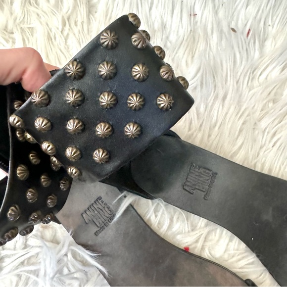 Anine Bing Ankle Cuff Studded Leather Thong Toe Sandals Black Size 8/38 - Picture 3 of 9